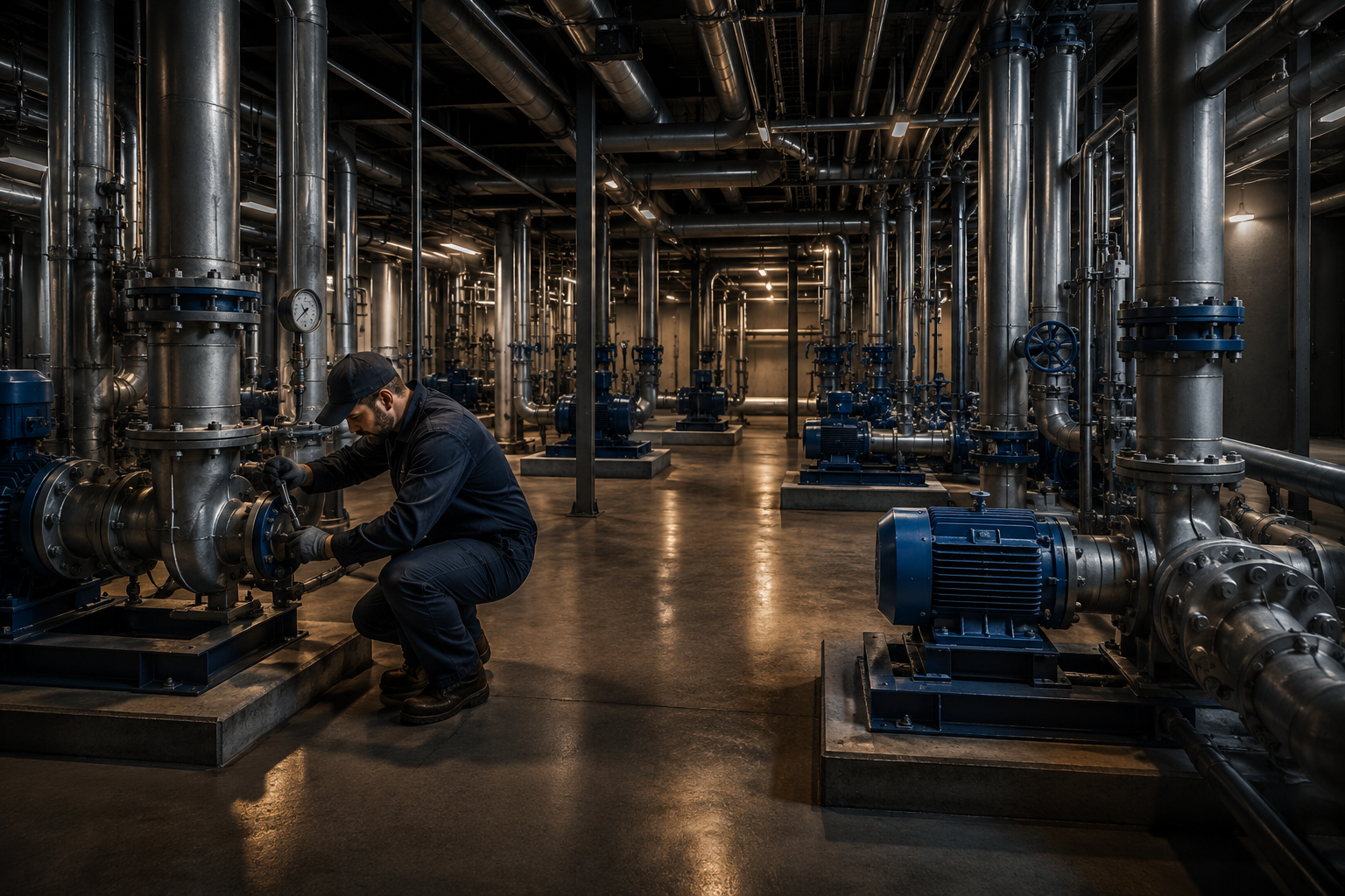 Commercial plumbing piping and mechanical room plumbing systems